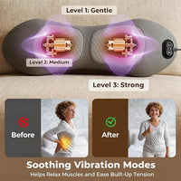 Portable back massage pillow with compact pillow-style design