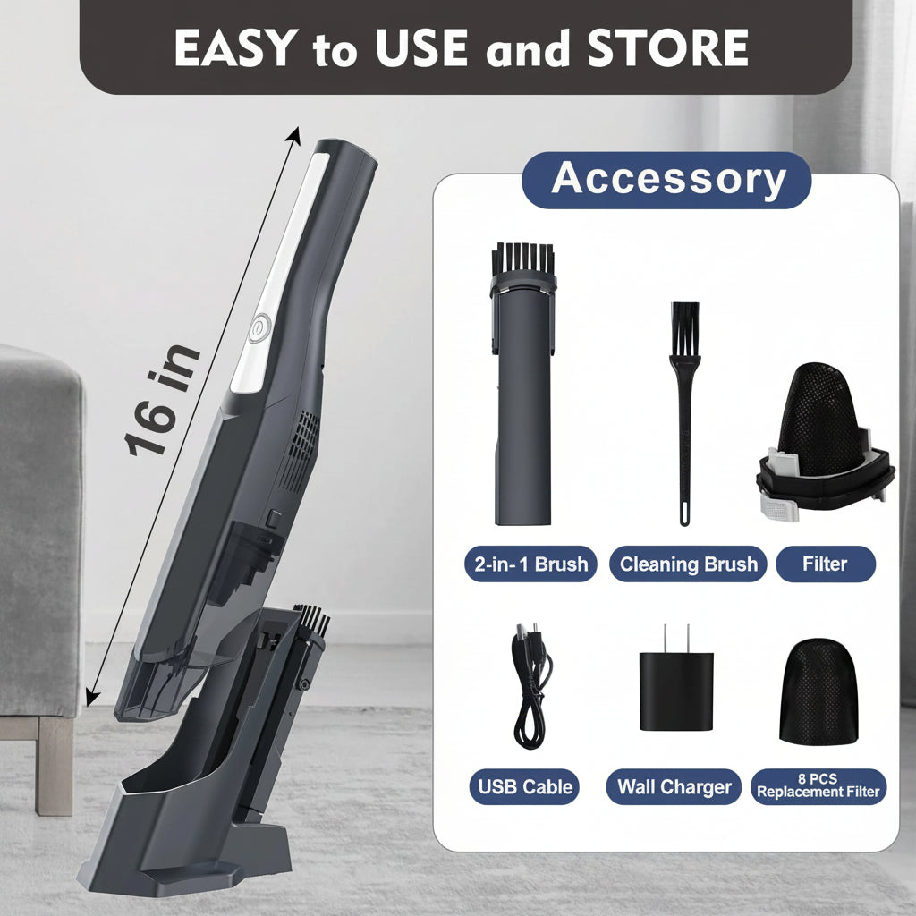 Compact Wireless Vacuum Cleaner for Car Interiors