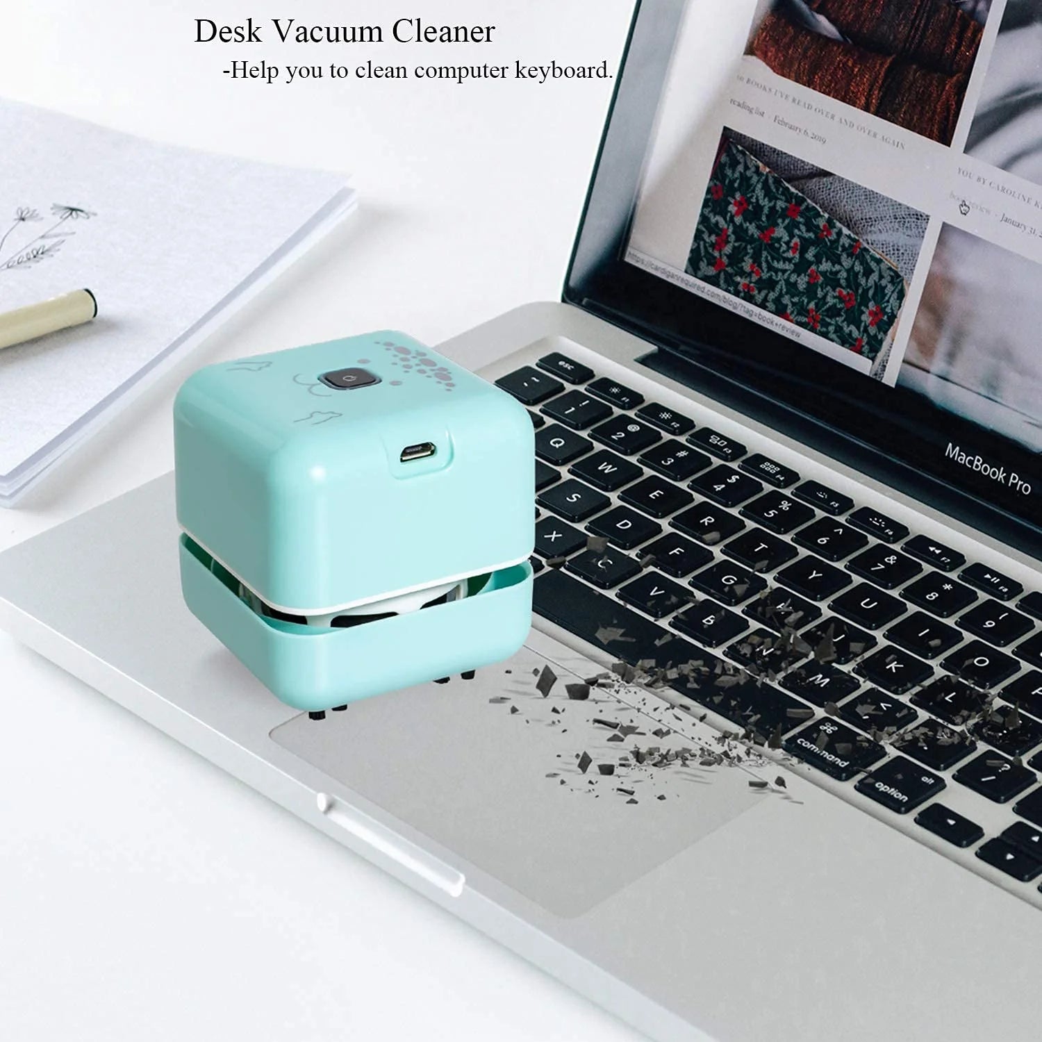 USB Rechargeable Mini Desktop Vacuum Cleaner – Blue