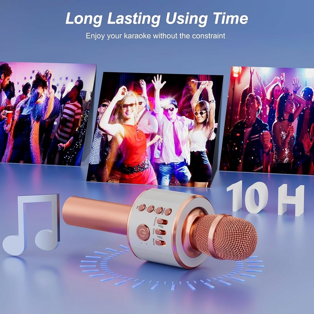  Portable handheld singing microphone for home and party use