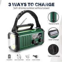 NOAA weather radio portable hand crank solar with USB C charging flashlight