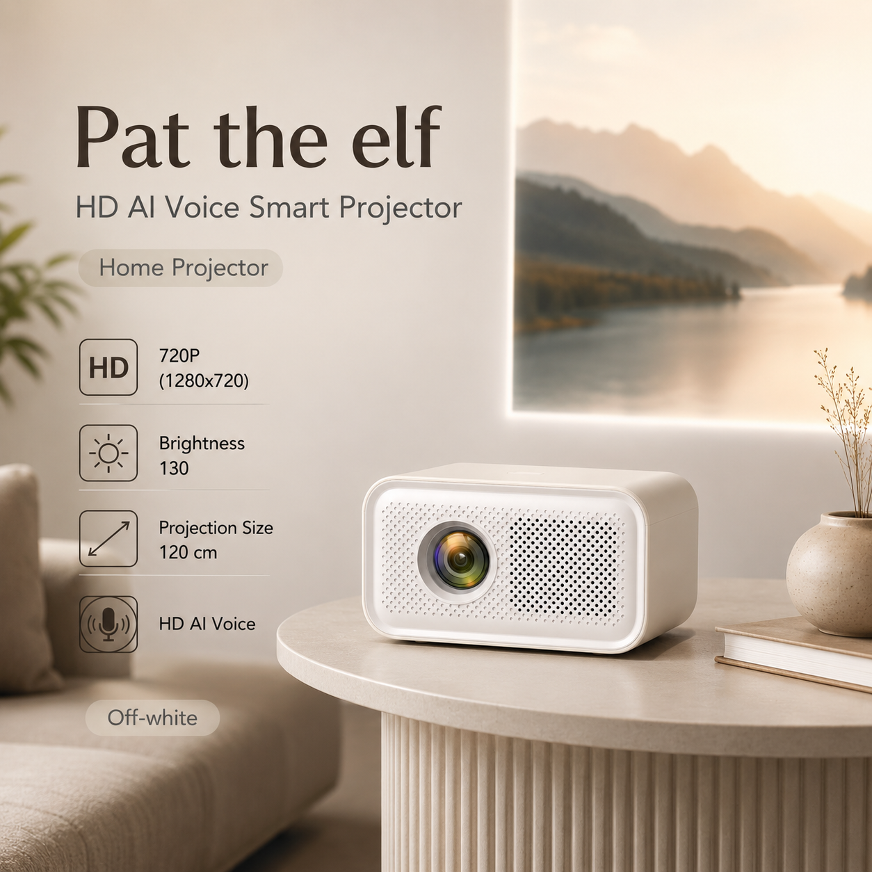 Portable projector for bedroom movies online classes and family entertainment