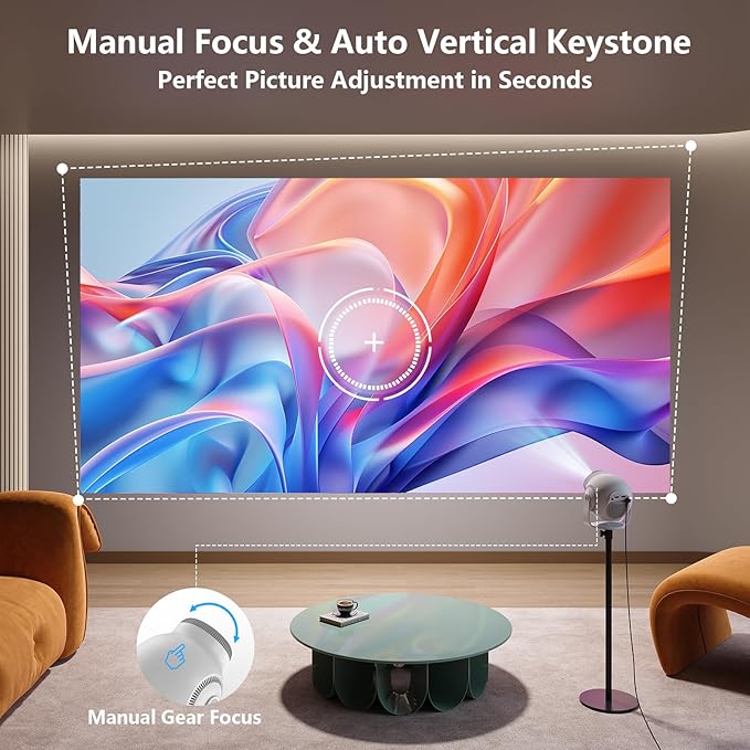 Portable projector with WiFi 6 and Bluetooth 5.4 for wireless movie streaming