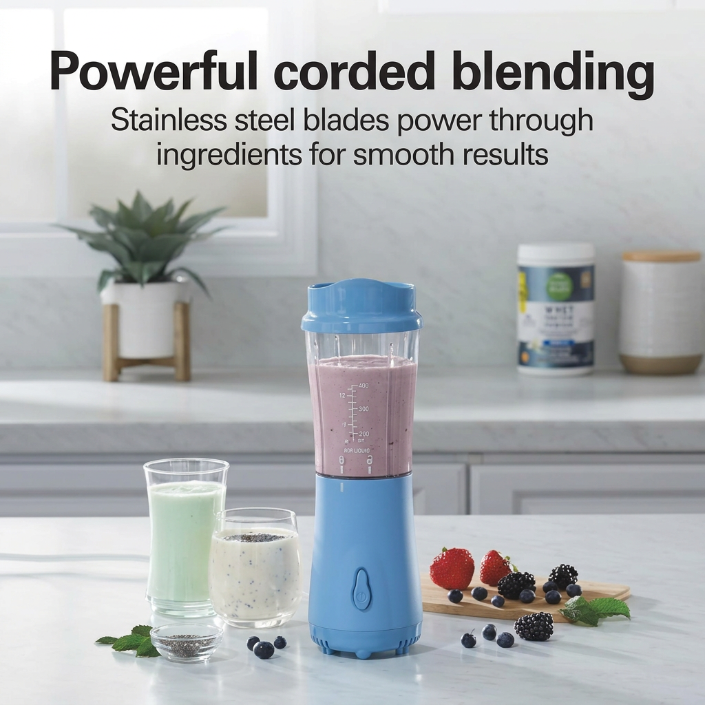 Portable smoothie blender for fruit drinks and shakes