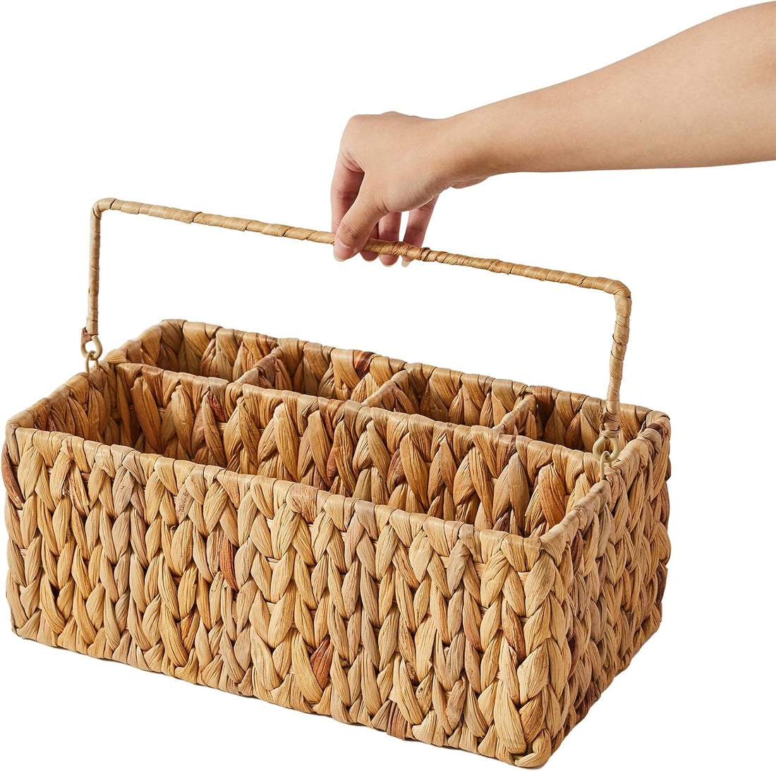 Portable utensil organizer basket with napkin holder