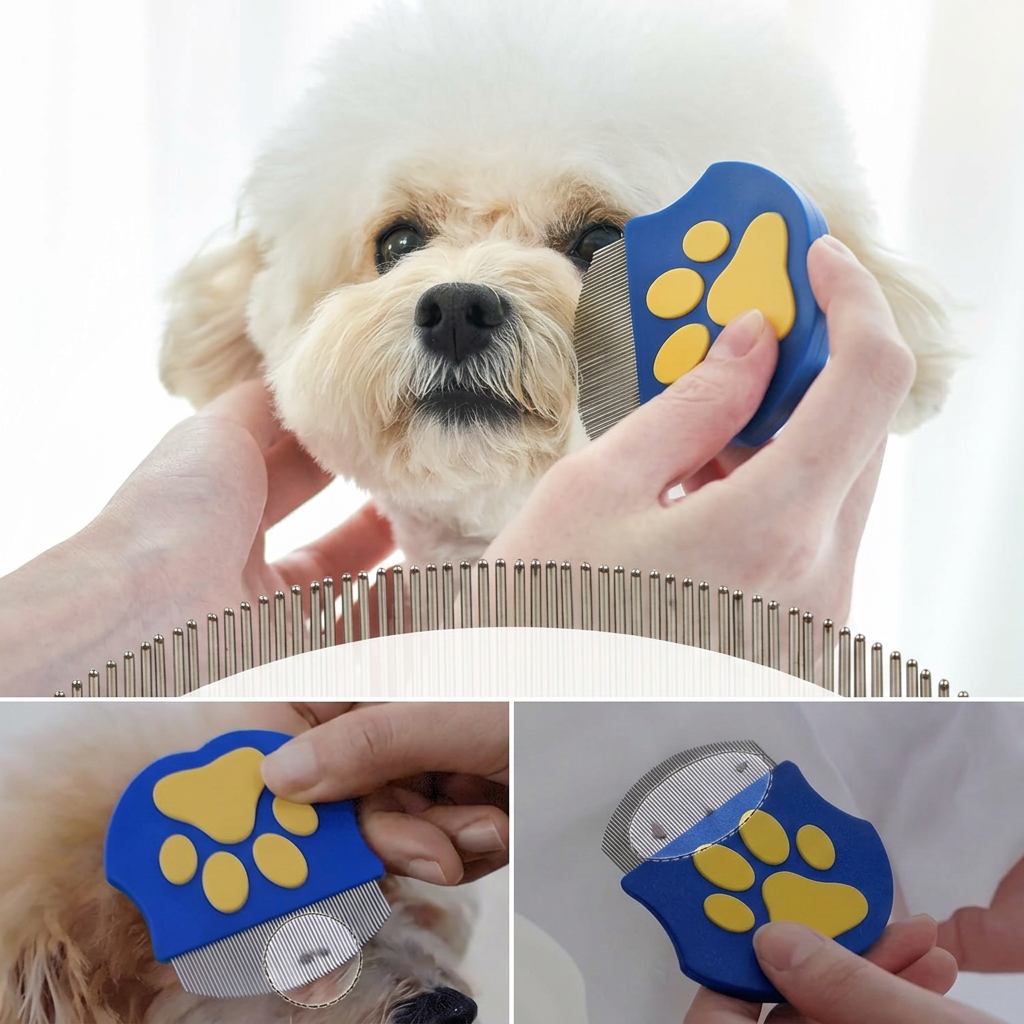Compact grooming tool for gentle removal of debris around pet eyes