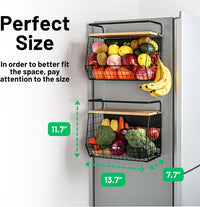 Storage bin for potatoes, onions, fruits, and pantry essentials with wood lid cover.