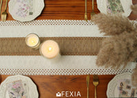 Boho dining table runner with tassels
