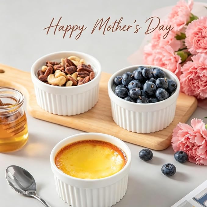 Ceramic pudding cups for kitchen baking