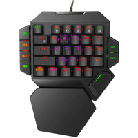 RGB one handed mechanical gaming keyboard front view with wrist rest