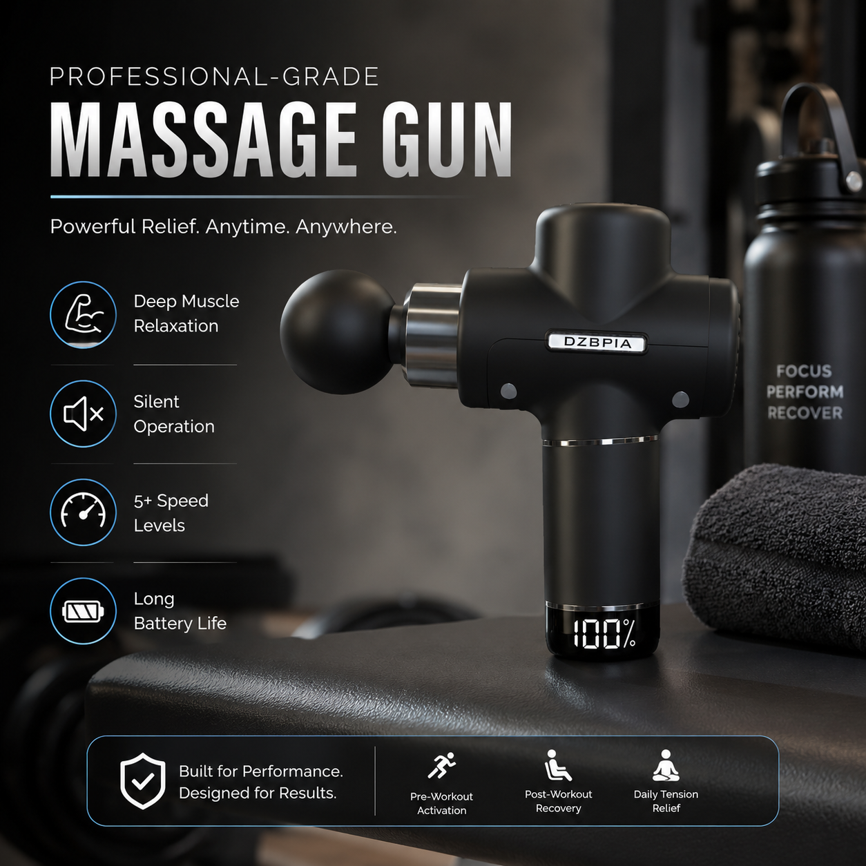 Professional grade fascia massager for fitness recovery and deep tissue massage