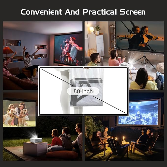 full HD projector displaying movie on large screen
