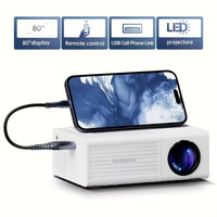 HD projector displaying movie on large screen