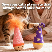 Purple Wooden Nienie Tumbler Cat Toy with Catnip for Indoor Cats