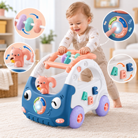 Push toy walker with colorful learning blocks and shape sorting play features