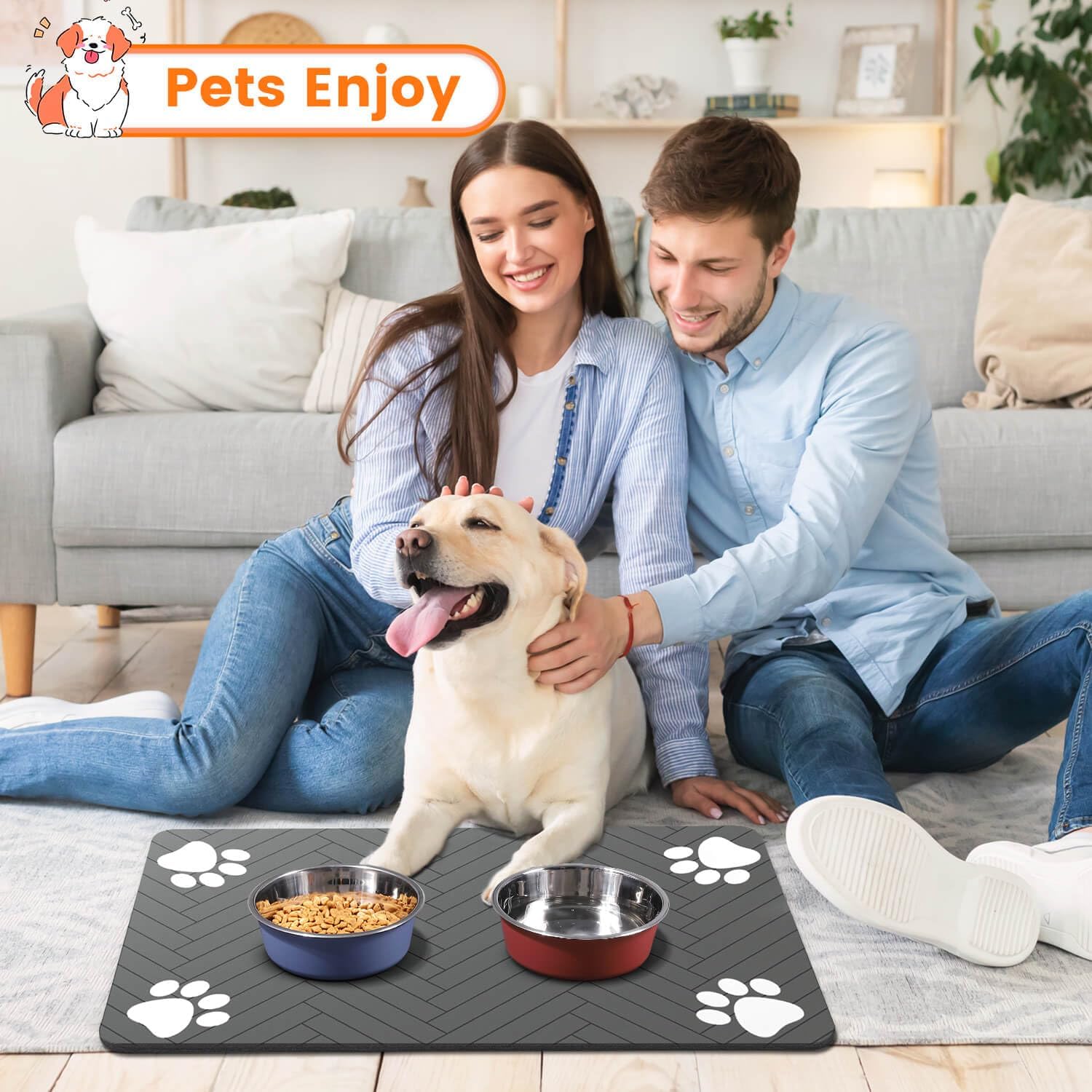 Quick Dry Pet Mat For Water Dispenser And Food Bowl Area