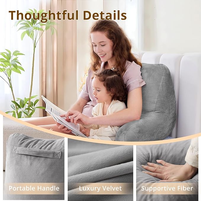 Upright cushion with armrests for bed use