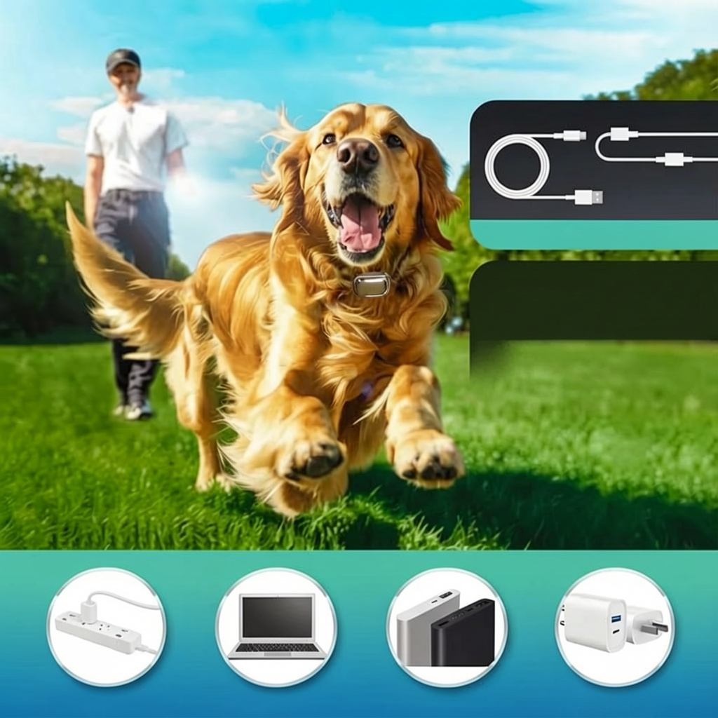 Rechargeable Dog Collar Accessory With Handheld Setting Device