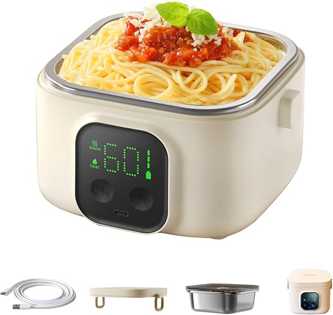 Rechargeable electric heated lunch box with 800ML capacity