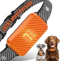 Rechargeable dog bark collar in neon orange with 7-level sensitivity and 3 modes for effective barking control