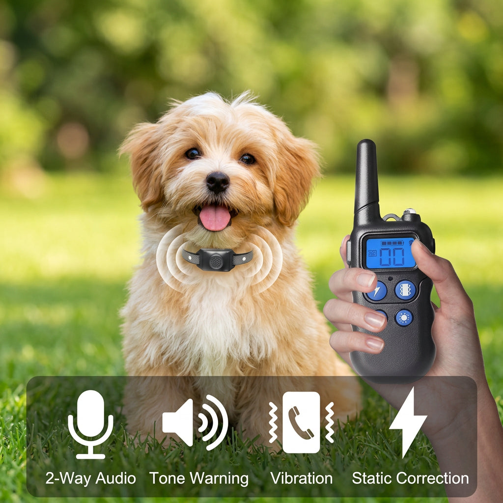 Rechargeable remote dog training collar with portable controller