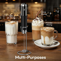 Rechargeable drink foam tool for latte and cappuccino preparation