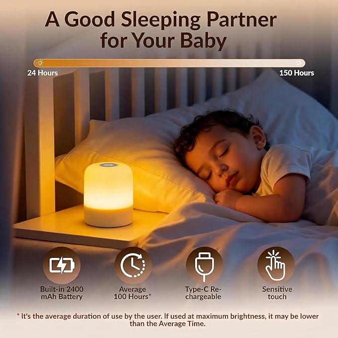Rechargeable Portable Baby Night Lamp With 3 Colors
