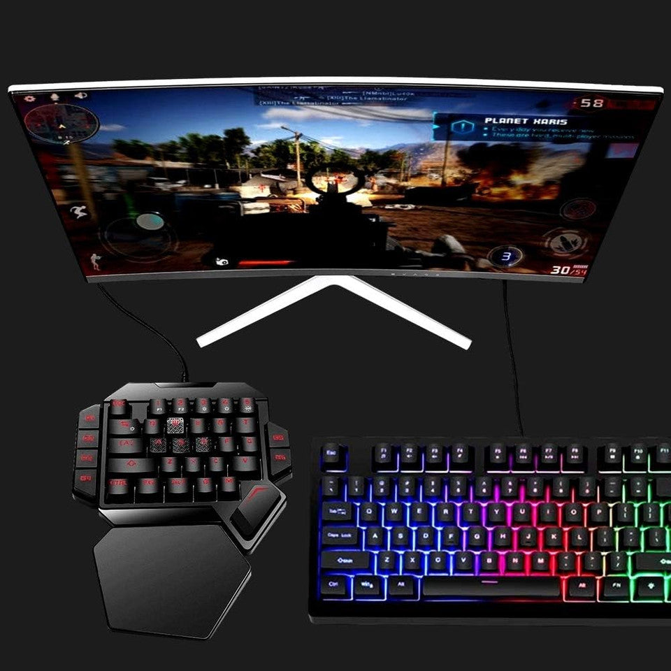 ergonomic one handed gaming keyboard with wrist support