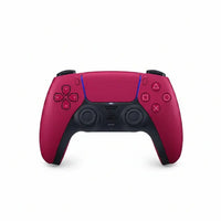 wireless red gaming controller with dual analog sticks and touchpad