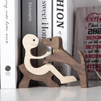 Decorative Wooden Man and Dog Ornament