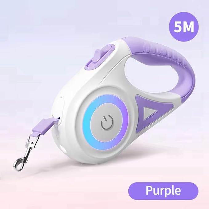 Retractable dog leash with integrated LED light