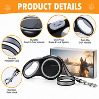 Retractable dog leash with easy lock and release control