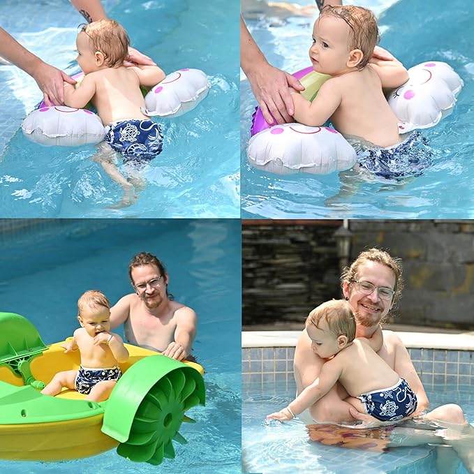 Reusable baby swim diapers, adjustable for babies and toddlers, eco-friendly and comfortable.