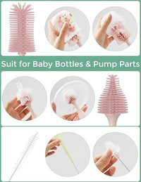 Reusable bottle brush set, includes foam brushes for thorough residue removal.