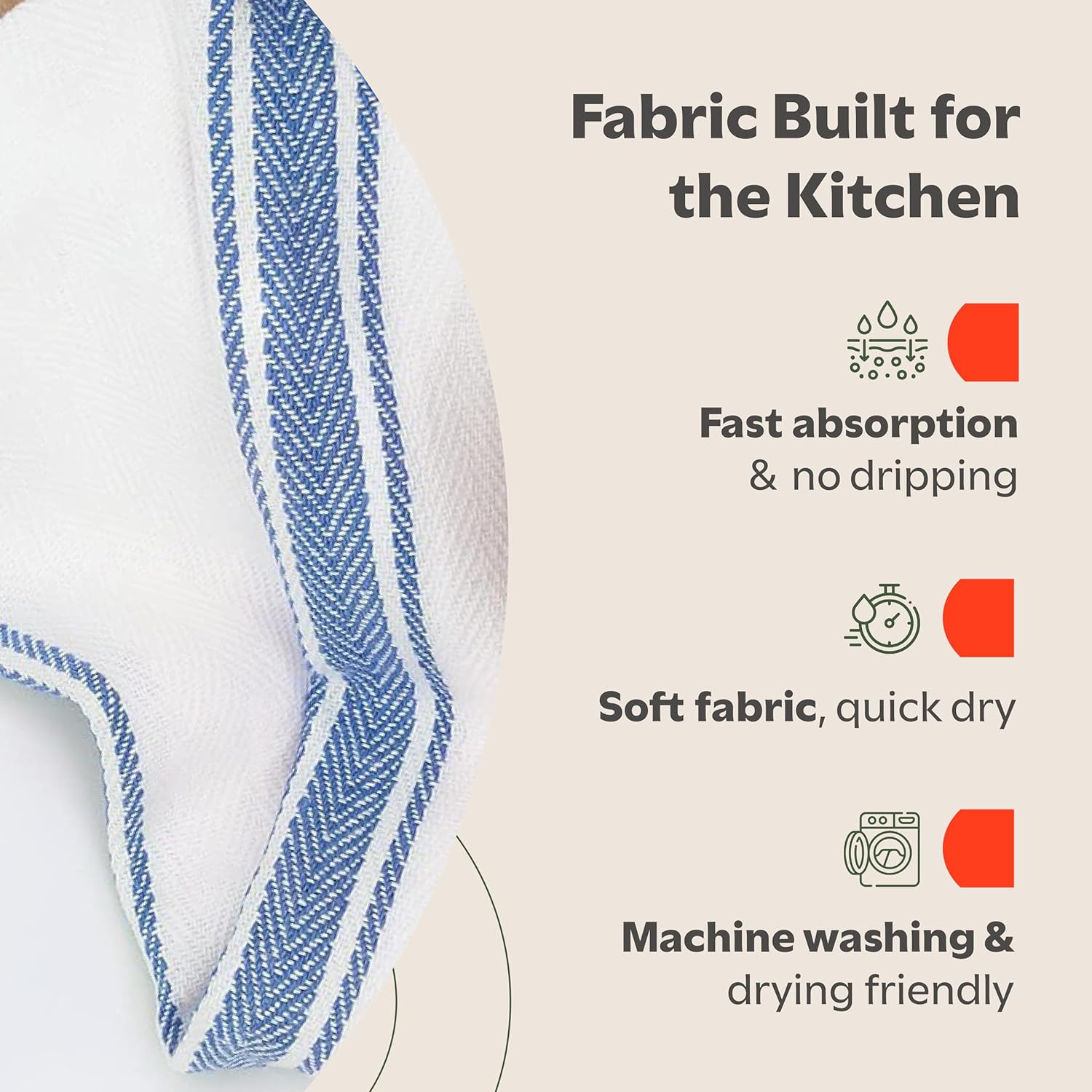 Machine washable kitchen hand towels