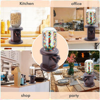 Manual wooden storage dispenser used for serving small dry snacks at home.
