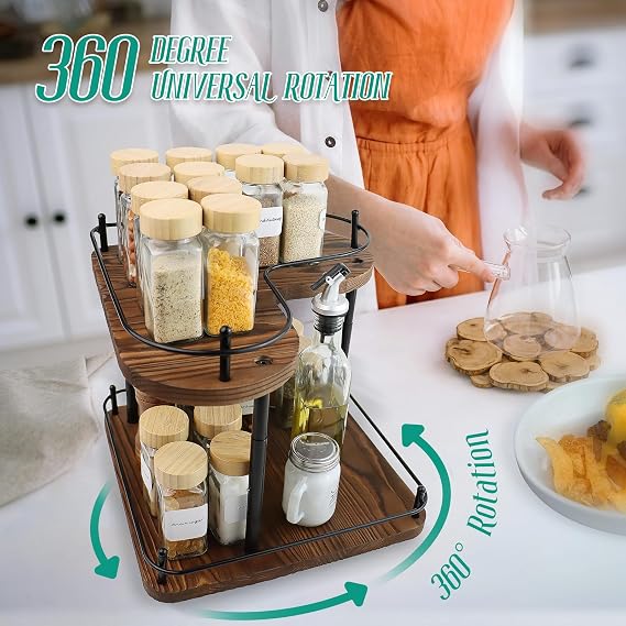 Rotating Kitchen Storage Rack with Adjustable Height