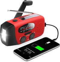 RunningSnail Emergency Hand Crank Radio in orange with AM/FM, NOAA, LED flashlight, and power bank