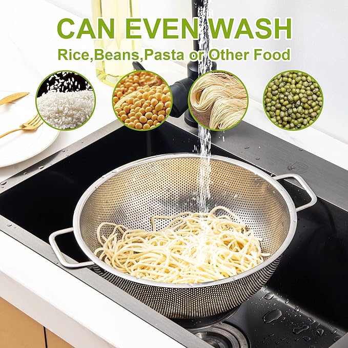 Dishwasher safe kitchen strainer for pasta and noodles
