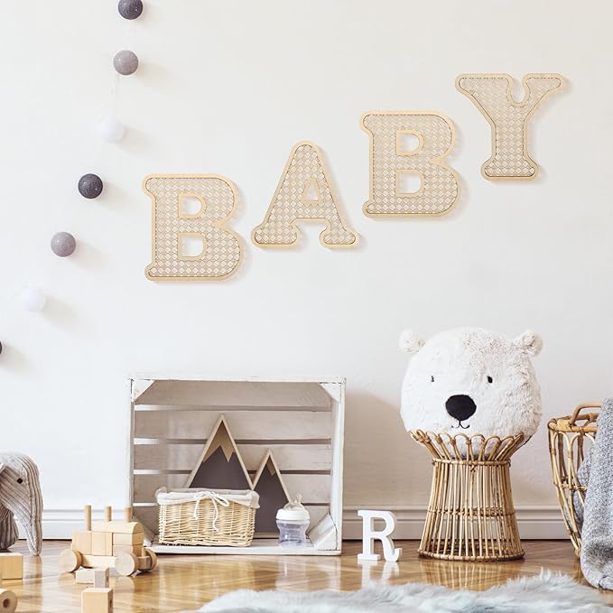 Rustic alphabet letters perfect for baby shower gift and nursery decoration.