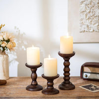 Rustic Farmhouse Candle Holders with Handcrafted Wooden Design
