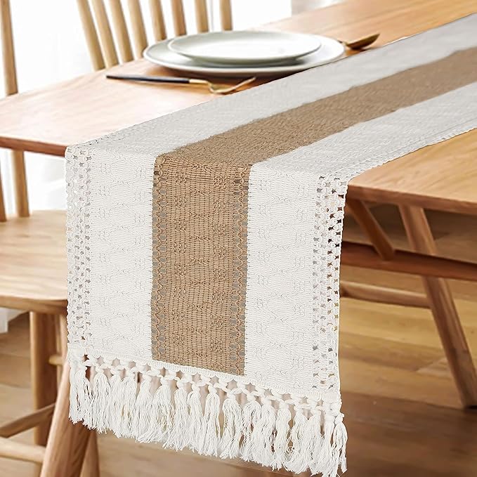 Decorative burlap runner for living room