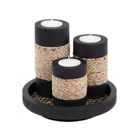 Farmhouse Black Candle Holder Centerpiece Décor