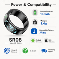 SR08 smart ring with time display and daily activity tracking