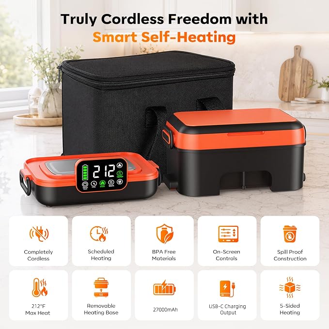 Electric lunch box with scheduled heating function