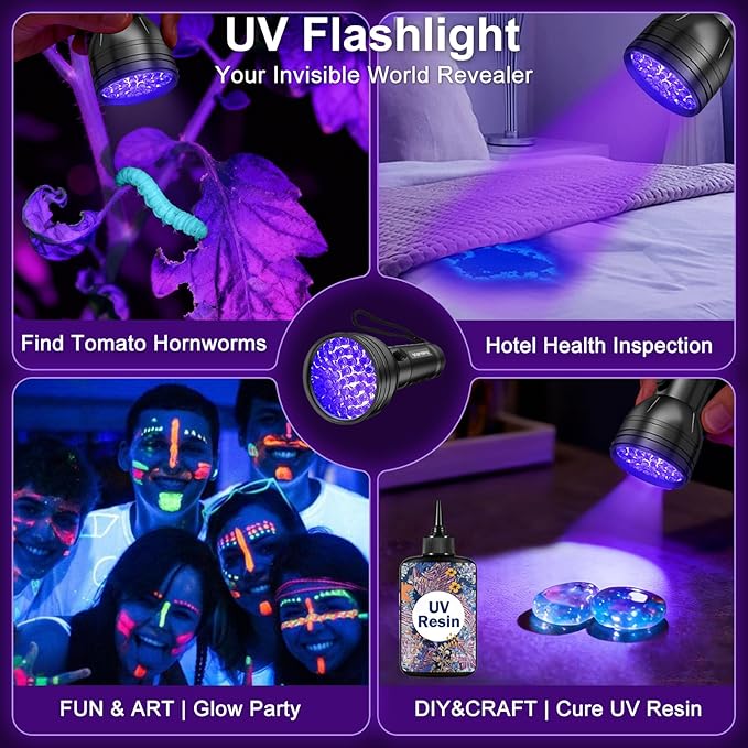 UV flashlight used as scorpion finder and outdoor detection tool