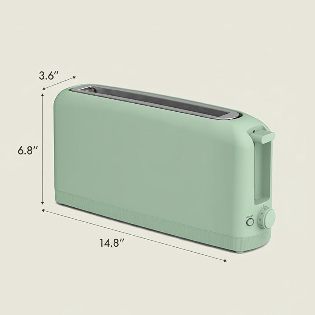 sea glass toaster with reheat button for warming previously toasted bread
