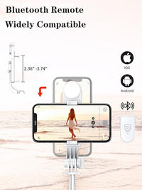 Adjustable 46" Selfie Stick Tripod, Compatible with iPhone and Android Phones for Group Shots and Selfies