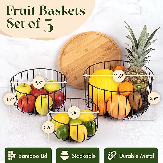 Three-tier kitchen counter fruit and vegetable organiser