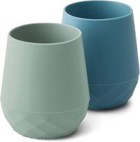 Silicone baby cups for training, ideal for 6-12 months babies learning to drink.